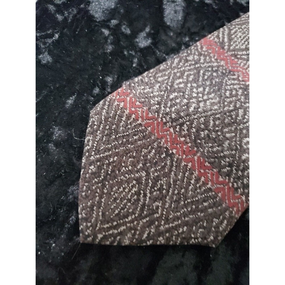 Vintage Como Collezione Mens Neck Tie Gray Red Geometric Office Career Wear